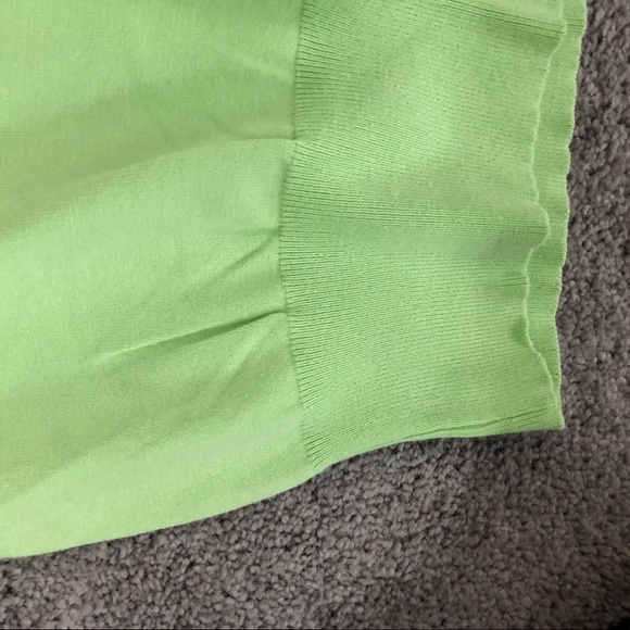Lime Top Rafaella embroidered flower sweater Lightweight Cap-sleeve Crewneck L - Picture 7 of 7